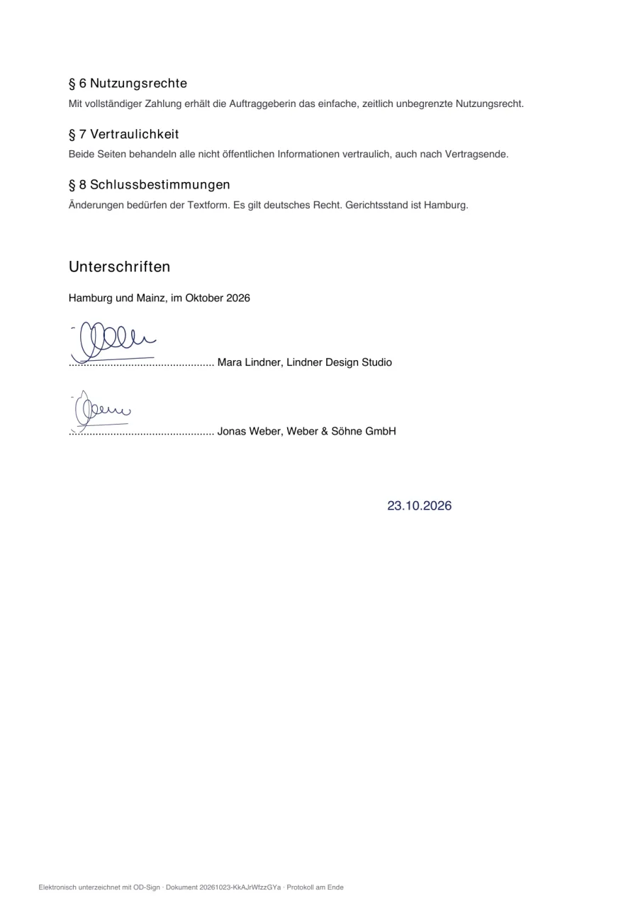Fertiges PDF mit zwei Unterschriften